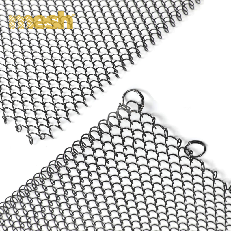 Metal Coil Drapery Fireplace Screen: A Decorative Mesh Curtain for Modern Fireplaces