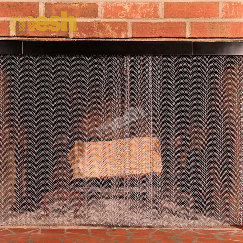 Metal Coil Drapery Fireplace Screen: A Decorative Mesh Curtain for Modern Fireplaces