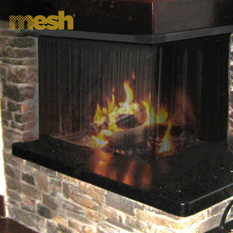 Metal Coil Drapery Fireplace Screen: A Decorative Mesh Curtain for Modern Fireplaces